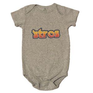 Unbranded Baby Bodysuit Grey Short Sleeves Yellow Orange "Stros on Front Sz 18M